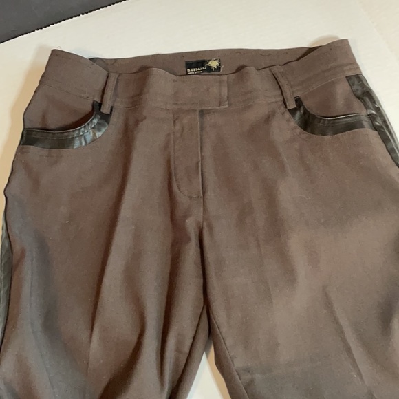 Buffalo Brown tuxedo Style Pants w vegan leather - Picture 6 of 11